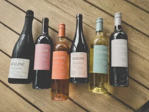 Avaline Wine bottles featuring organic, clean-label wines in various varieties. 