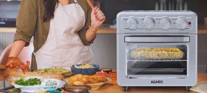 Air fryer heating up with text overlay on how long to preheat air fryer.