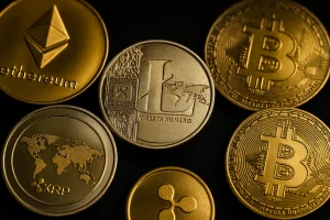 Gold and silver cryptocurrency coins