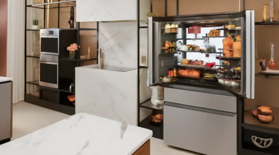 GE refrigerator reviews French door fridge in kitchen