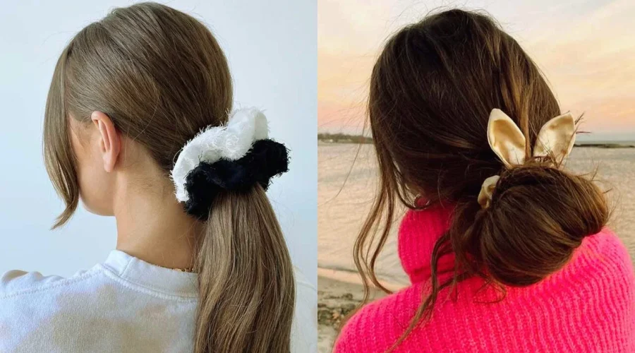 Two stylish looks using the best hair ties for women